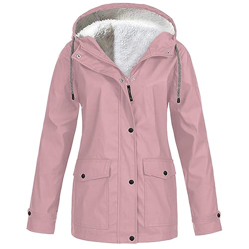Chaqueta espesada de felpa para mujer impermeable talla L cortavientos