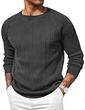 COOFANDY Men Crewneck Pullover Sweater Business Casual Sweater Lightweight Knit Sweater Dark Gray
