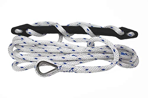 Seilflechter - Festmacher 14mm Ø mit Rückdämpfer und NIRO Kausche, 4m Länge, 30 cm Schlaufe gespleißt, Festmacherleine Weiß/Blau