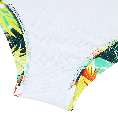 Little Girls Tropical Swimsuit Size 5 6 Hawaiian Floral Bathing Suit 3 Piece Bikini Set With Beach Cover Up Leaf Print Swimwear For Daughter Granddaughter 5T 6T #TOP3
