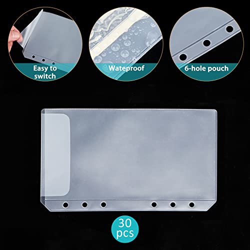 Qixin 60Pcs A6 Binder Pocket No Zipper Clear Budget Planner Inserts Bulk Budget Binder Organizer Cash Envelopes For Budgeting Waterproof Pvc Loose Leaf Bags Card Sleeves For 6 Ring Notebook #TOP3
