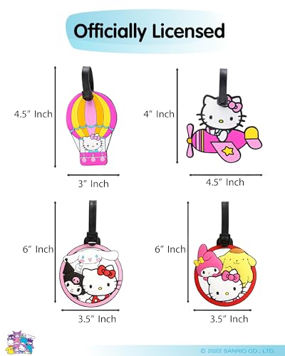 Hello Kitty Luggage Tag for Suitcases 4-Pack Official License, Cute Luggage Tags, Sanrio Gifts for Travel3