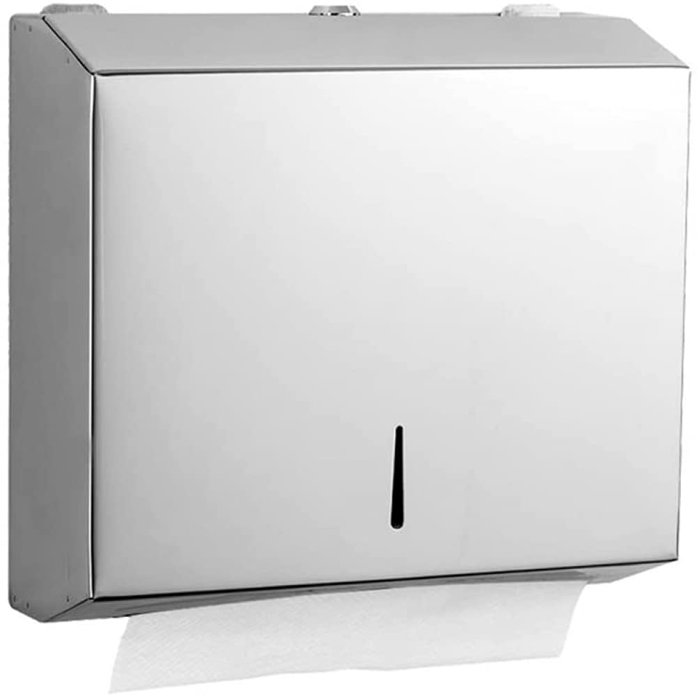 Dispensador de toallas de papel, caja de toallas de papel, dispensador de toallas de papel montado en la pared, acero inoxidable 304, estante de toallas de papel con cerradura para baño, cocina, color