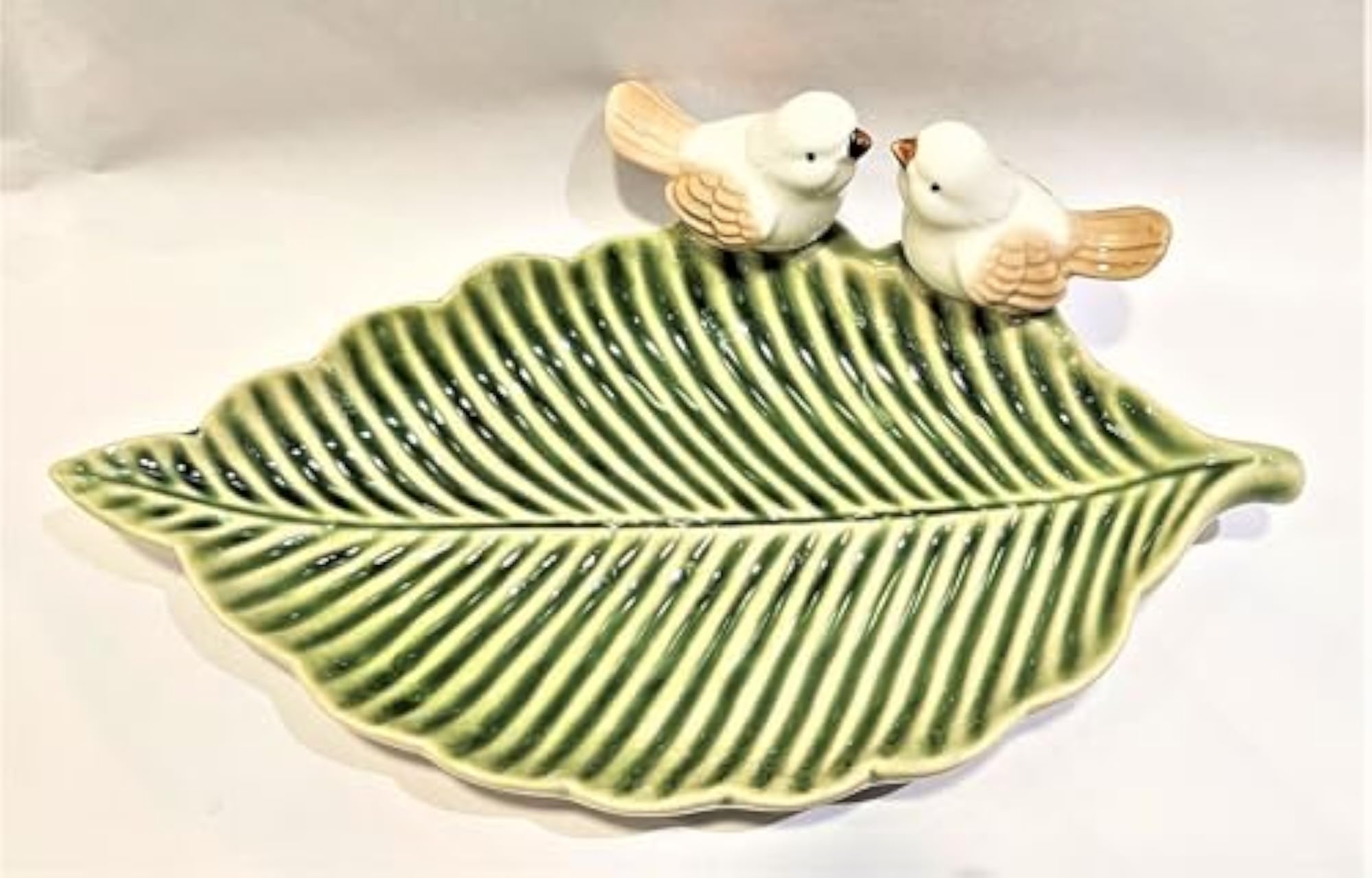 Green Ceramic Jewelry Storage Tray, Bird Design