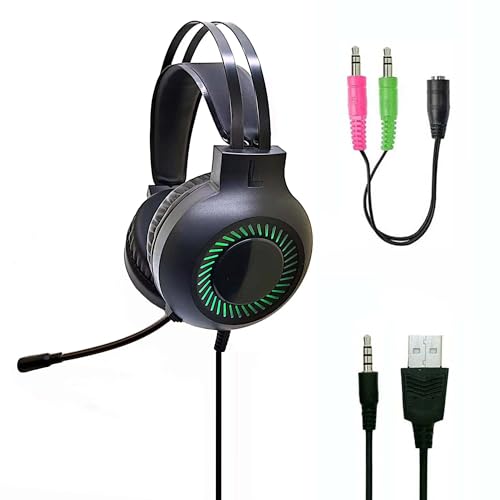 Getgold Gaming Headset with RGB LED Lights, Stereo Sound, Adjustable