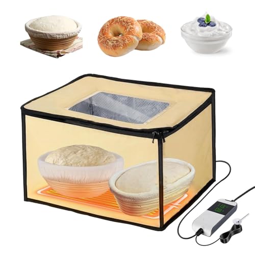 HEAXIY Machine à Pain avec Chauffage, Boîte de Levée de Pâte avec Minuterie et Contrôle de La Température, Accessoires de Fabrication du Pain, Kit de Démarrage Au Levain pour Pain, Pizza