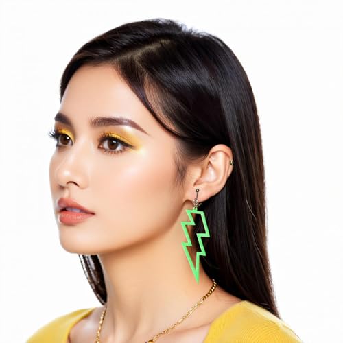 Aretes de clip neón años 80s multicolor acrílico miniatura 3