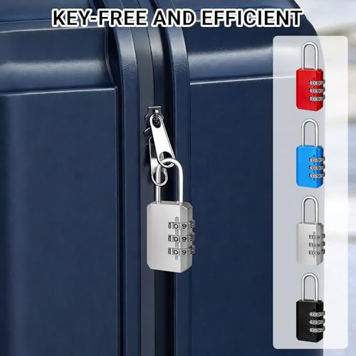 TAIVIN 4er-Pack Zahlenschloss,Vorhängeschloss Klein,3-Stellige Schloss mit Zahlencode für Koffer,Fitnessstudio,Reisen,Schulspinde (Mehrfarbig*4)