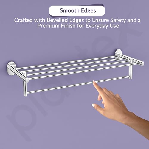 Image of Plantex 304 Grade Stainless Steel 24 Inches Long Towel Rack /Towel Hanger for Bathroom /Towel Bar /Bathroom Accessories - Olive (Chrome)