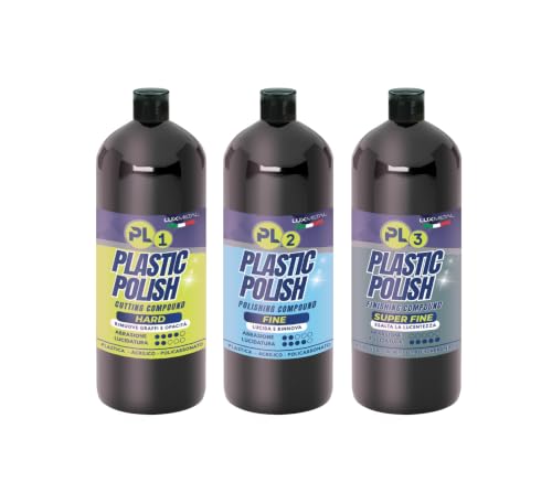 Pastas abrillantadoras kit plastic polish PL1 PL2 PL3 para eliminar arañazos en acrílico