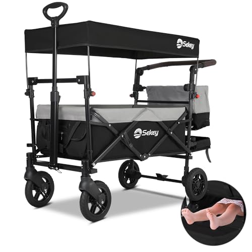 Sekey Carro Plegable Infantil Con Techo Para 2 Niños 150kg, Carrito De Transporte Plegable Para Niños Con Manija Empujadora, Ruedas De Pu A Prueba De Golpes Y Frenos 110l, Dach-Ss 5050, Negro Con Gris Sekey Carro Plegable Infantil Con Techo Para 2 Niños 150kg, Carrito De Transporte Plegable Para Niños Con Manija Empujadora, Ruedas De Pu A Prueba De Golpes Y Frenos 110l, Dach-Ss 5050, Negro Con Gris