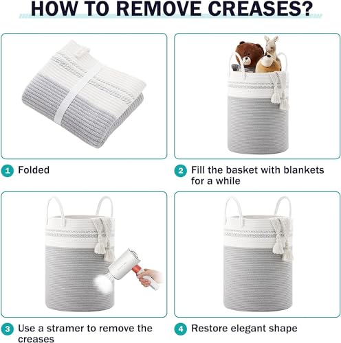 Image of Laundry Basket for Clothes | Toys Storage Basket | Storage Basket for Kitchen, Living Room | Rope Laundry Hamper | Jute Basket Without Lid | Large Size | 36x36x41 cm