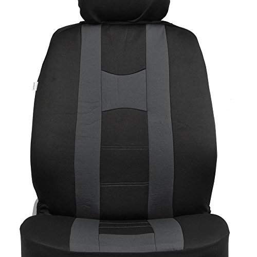 Bdk Rome Sport Car Seat Covers, Full Set (Charcoal On Black) – Front And Rear Bench Back Seat Cover Set, Easy To Install With Two-Tone Accent, Fits Most Auto Truck Van Suv #TOP7