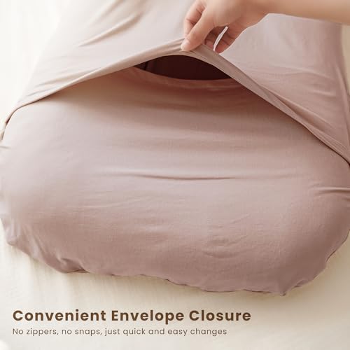 Image of Konssy 2 Pack Baby Lounger Cover, Stretchy Soft Infant Lounger Cover | For Baby Boys and Girls, Cover Set Only. Soft Breathable Fabric, Envelope Closure, Machine Washable, Blossom and Taupe