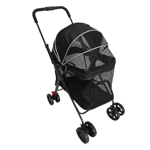 Cochecito plegable para perros y gatos Bewinner negro con malla transpirable 7