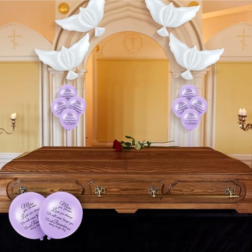 Image of Skylety 36 Pcs Memorial Balloons to Release with Dove Balloon,Light Purple | Helium, Remembrance for Heavenly Birthday, Memorial Services, Release in Sky Ceremony, Forever in Hearts Messages