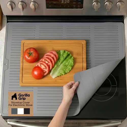 Image of GORILLA GRIP Silicone Stove Cover for Electric Stoves, 30x21 Gray