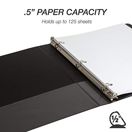 Image of Samsill Durable 0.5 inch 3 Ring Binder, D Ring Binder,100% Recycled Chipboard, Black