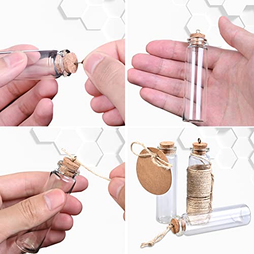 Cieex kleine Glasflasche Set mit Korken Kraftpapier Juteschnur, 40 x 20 ml – Ansicht 8