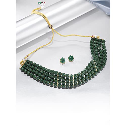 Image of Peora Traditional Maharani Haar Necklace with Earrings Bridal Jewellery Set Gift for Women