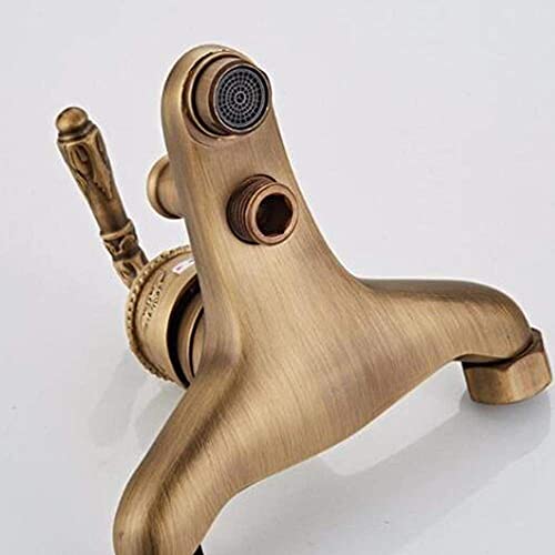 Robinet Baignoire Antique en Laiton Rétro avec Douchette Murale Style Rétro Chic - 3