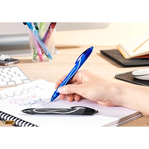 Image of BIC Gel-Ocity Quick Dry Gel Pens, Medium Point Retractable Gel Pen (0.7mm), 3-Count