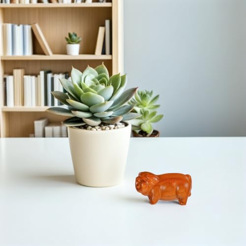 Estatua de Cerdo de Madera Tallada para Decoración de Escritorio miniatura 7