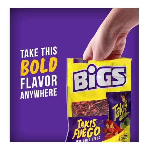 Taki Flavored Sunflower Seeds - Hot Chili and Lime Natural Flavor - Pack of 2 - Smiling Sweets - Roasted in the USA - Perfect for Anywhere Snacking and Sporting Events