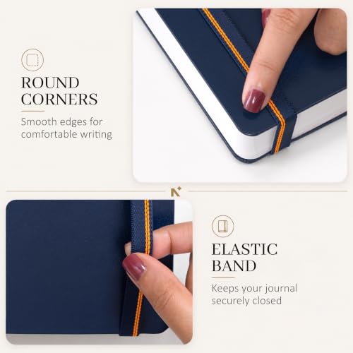 Image of NEORAH -B6 DOTTED | 368 Pages - 110 Gsm | PAGE A DAY JOURNAL (17.5 X 12.5 cm)-Hardcover Dot Grid Notebook |Back Pocket |3 Silk Book Mark - Completely HANDMADE for Journaling,writing - DARK BLUE