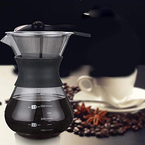 YunNasi Wylewany ekspres do kawy, szklany ręczny zaparzacz do kawy, filtr do kawy, dzbanek ze stałym filtrem, 400 ml
