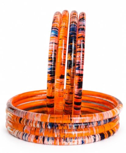 Image of NMII Premium Glass Bangle Set for Women | Multicolor Designer Kangan | Fancy Kanch ki Chudiya | 3D Transparent Chudi Set | Wedding & Festive Occasions Bangles
