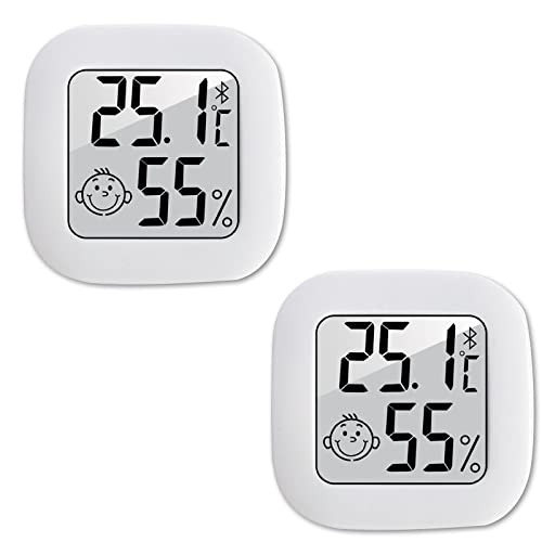 Thermometer Hygrometer Innen,2 Stück RUIZHI Mini Digitales Thermometer mit Luftfeuchtigkeitsmesser für Babyzimmer ,Arbeitszimmer ,Weinkeller ,Wohnzimmer, Büro ,Gewächshaus Cover