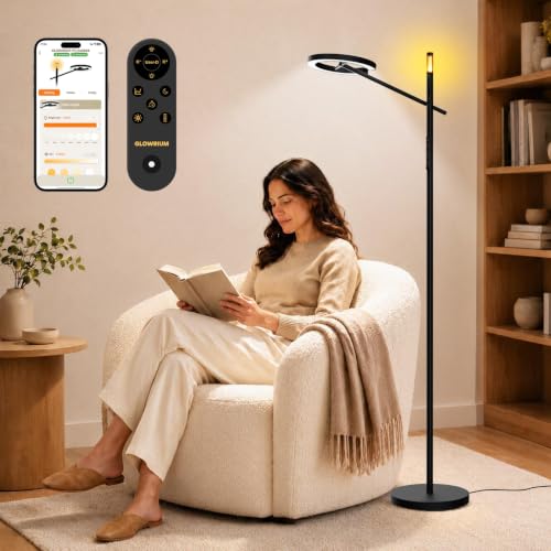GLOWRIUM Smart LED Light Therapy Lamp, 10000 Lux Full Spectrum Floor Lamp