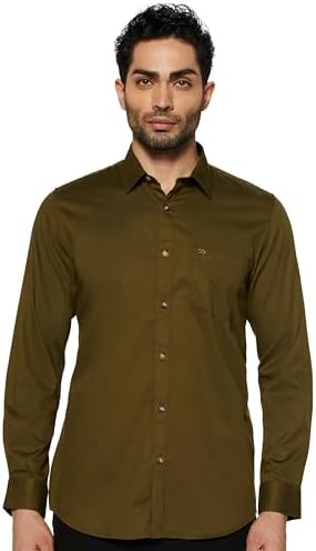 Peter England Men’s Slim Fit Full Sleeve Casual Shirt in Twill Weave Cotton