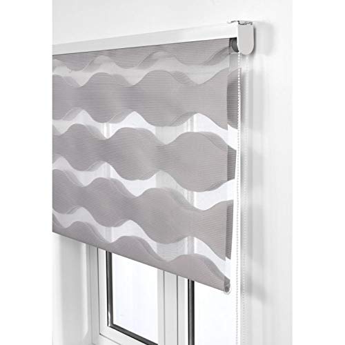 Estoralis JEOR Estor Enrollable Doble Tejido, Noche y día, Gris, 105 x 175 cm