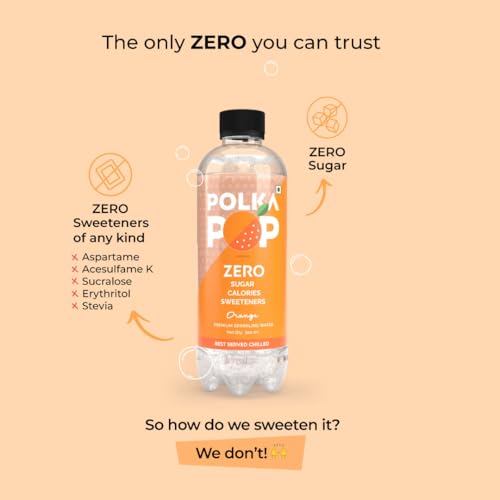 Image of POLKA POP Orange Flavoured Sparkling (Fizzy) Water | Pack of 12 (300ml Each) | 100% Natural Flavour | Zero Sugar & Zero Calories | No Aspartame or Stevia | No Preservatives