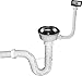 Produktbild Intelmann Siphon flexibel für Spülbecken mit Überlauf Ø 90mm PVC Ablaufgarnitur Edelstahldeckel Ø 90mm Edelstahlsiebkorb für Spülbecken, weiß, Standard Serie