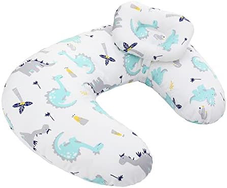 Nursing Pillow with Baby Cushion, Multifunctional Breastfeeding Baby Breast Feeding Pillow with a Detachable Headrest Baby Head Support Maternity Pregnancy + 100% Cotton Removable Cover (Whale)
