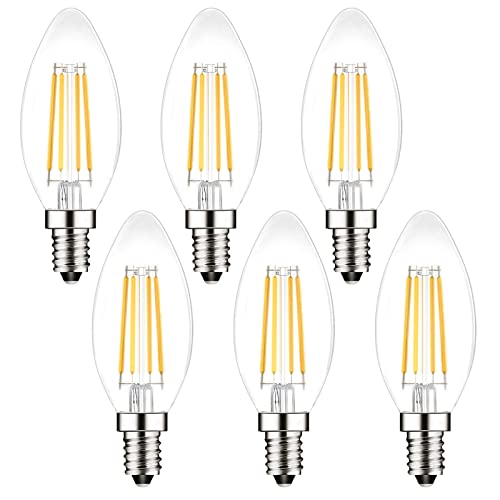 E14 Led SES Candle Light Bulb,Small Screw,4W Equivalent 40W, Warm White 2700K,470Lm,Pack of 6