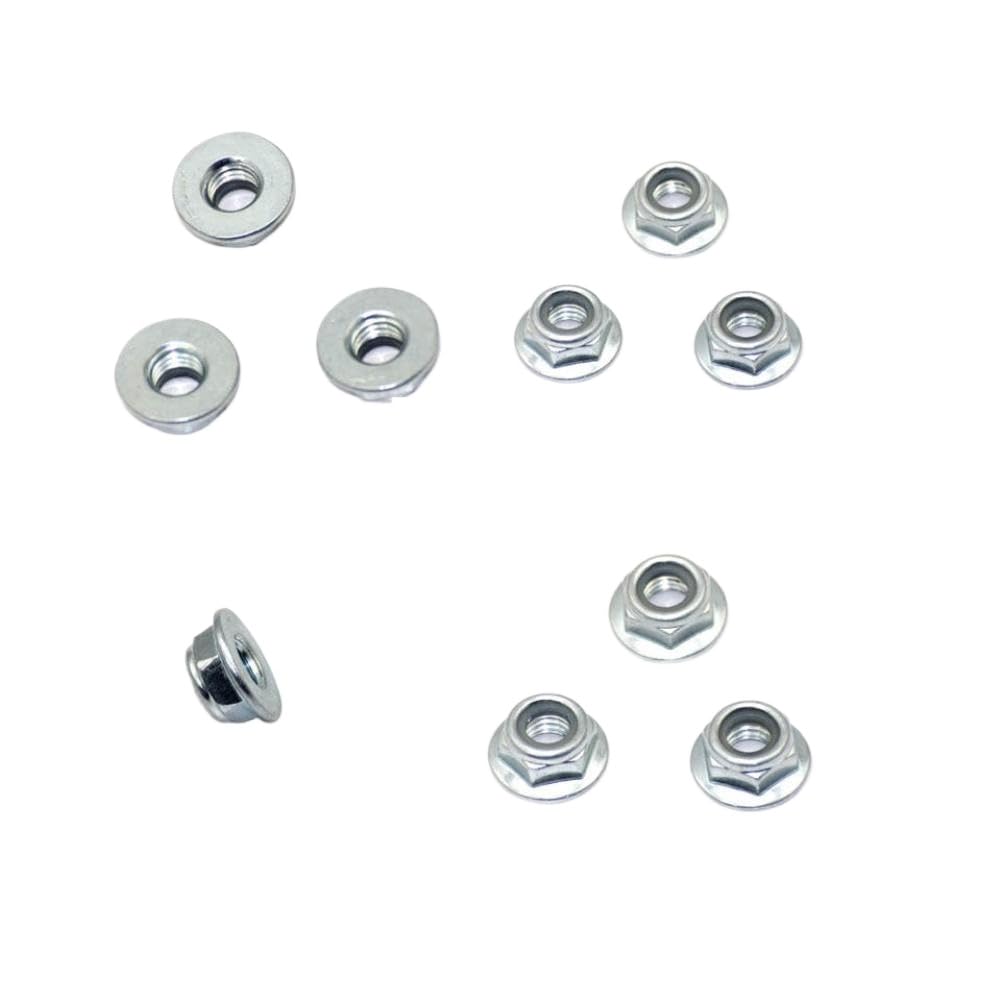 10pcs Nuts Universal M8X1.25mm Stainless Steel Flanged Nylon Nuts Strimmer Spare Parts Compatible with Universal Fitment