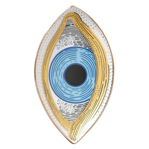 Kangnice Fashionable Eye Shaped Sturdy Ceramic Jewelry Plate Scratch Trinkets Tray Accessory For Home Decoration
