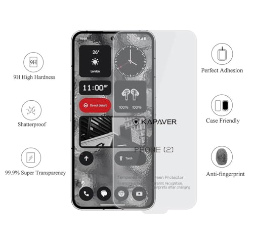 Image of KAPAVER Mag-X Back Cover Case with [Edge-to-Edge] [Full Glue] [Anti-Scratch] Tempered Glass for Nothing Phone 2 (Smoke Black Case with Glass)