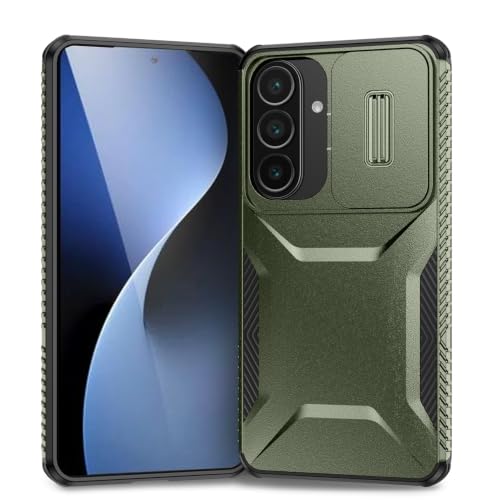 Coque Samsung S26 Plus antichoc militaire avec protège-caméra coulissant vert