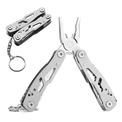Alicates Multiusos Compactos 12 en 1, Herramienta Plegable de Acero Inoxidable con Bloqueo de Seguridad para Camping, Senderismo, Pesca y Reparaciones