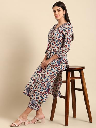 Image of ANNI DESIGNER Women's Rayon Blend Straight Printed Kurta With Pant
