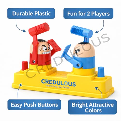 Image of Fighting Robots Boxing Board Game for Kids, 2 Player Interactive Whack-A-Mole Battle Toy, Gift for Boys & Girls Age 4-8, Multicolor