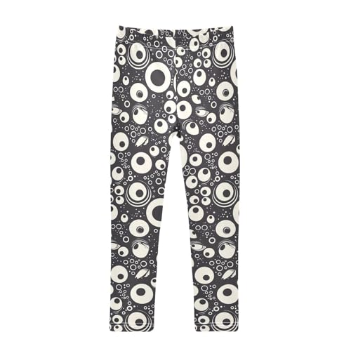 KLL Black and White Evil Eyes Toddler Girl Cotton Pants Casual High Waisted Activewear Sports