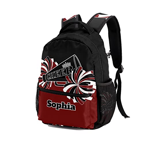 Personalized Custom Cheerleader Black Dark Red Backpack Lightweight Travel Hiking Causual Bag With Name2