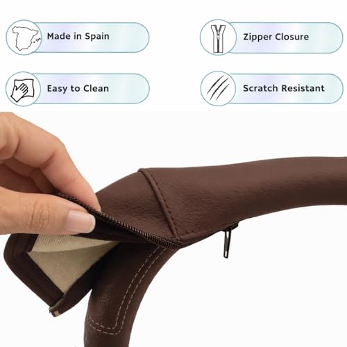 PROTEC TIF Lenkerbezüge aus Kunstleder – Kompatibel mit Cybex Priam – Schützt den Griff vor Abnutzung – Maßgeschneiderte Lenkerabdeckung (Dunkelbraun)