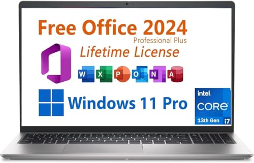 Image of Dell Inspiron Business Laptop, with Free Lifetime Office 2024 & Win 11 Pro,15.6-inch FHD,Intel Core i7-1355U, 40GB DDR4,2TB SSD,Backlit Keyboard, Intel Iris Xe Graphics, Platinum Silver